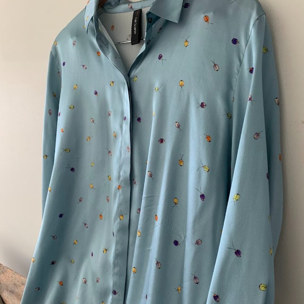 Elegant Marc Cain Luxury Silk Blouse-Ladybug Whimsy - Picture 3 of 8